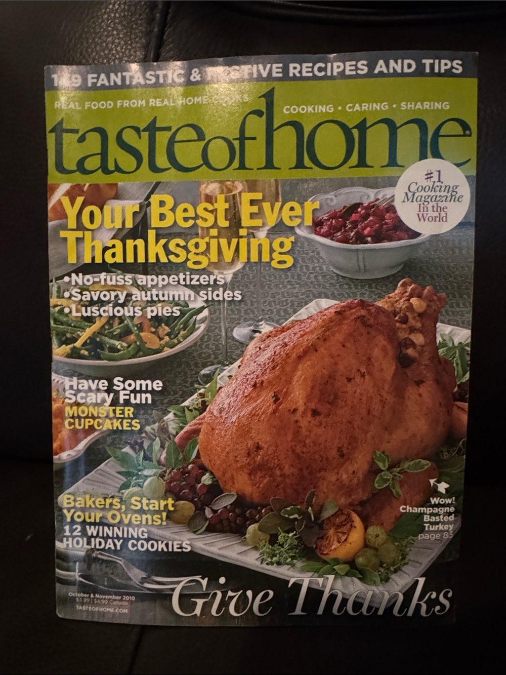 5/$15 Taste of Home Thanksgiving Magazine - Roasted Turkey Cover Oct Nov 2010
